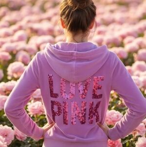 Victoria's Secret Pink VELOUR Zip-Up Hoodie Absolutely Beautiful Lilac 💜